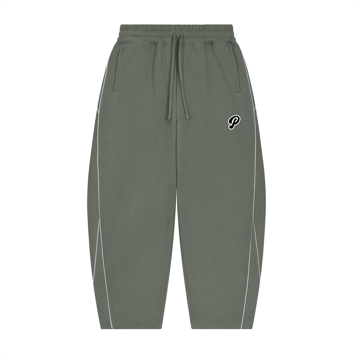 Unisex Piping Fleece Barrel Leg Sweatpants