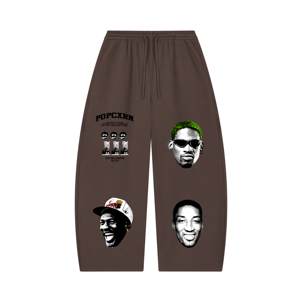 Popcxrn - Unisex Waffle Barrel Leg Pants